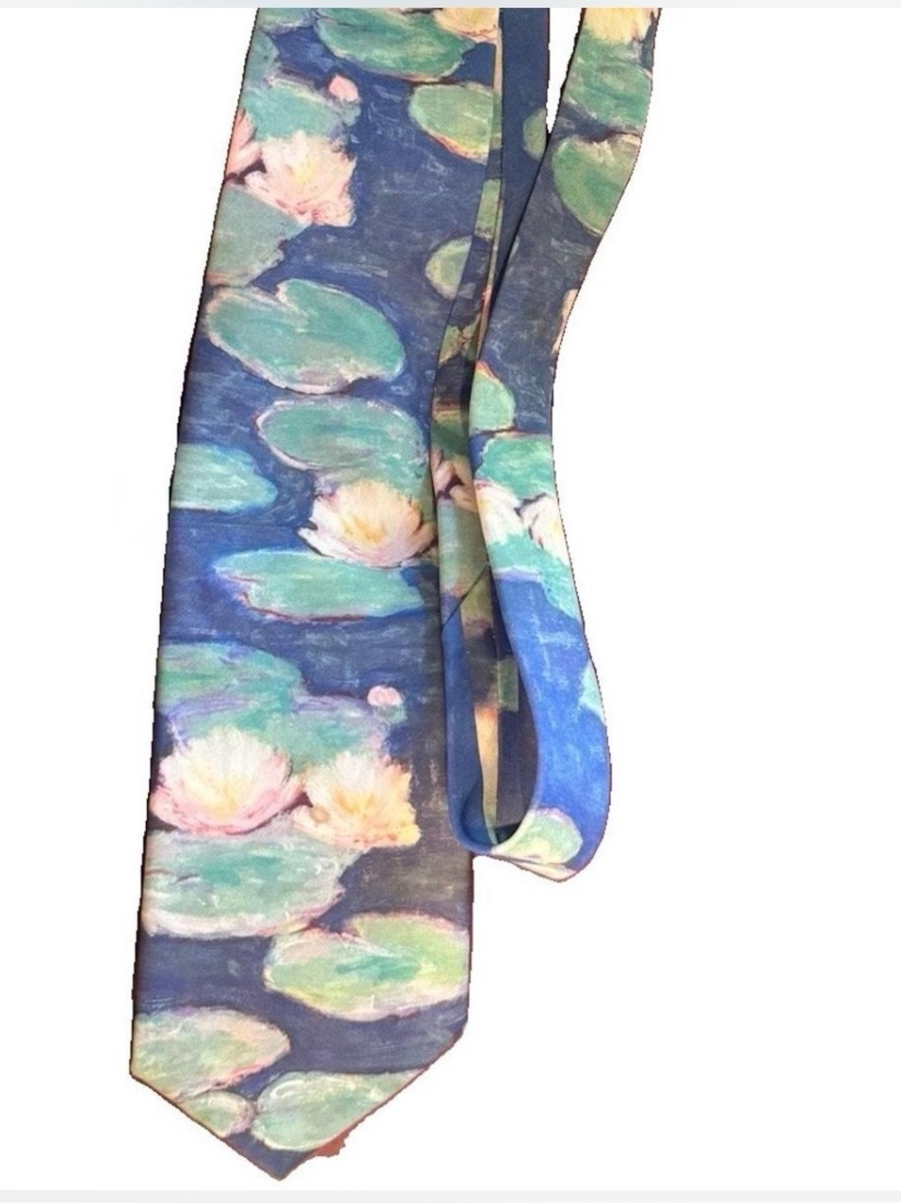 Vtg Ralph Marlin Men's Neck Tie~Claude Monet "WaterLillies" 1994 Watercolor Art